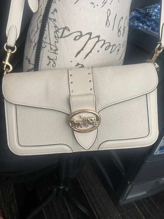 Coach Georgie Cream Pebbled Leather Crossbody with Gold Hardware - Picture 2 of 8